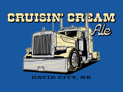 Cruisin' Cream Ale ale apparel beer brewery cruise cruising crumby creative hand drawn illustration micro brewery nebraska procreate semi truck t shirt truck typography vector art