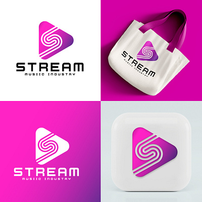 Concept : Stream - Logo Design (Unused) app icon best logo branding creative logo graphic design icon logo logo logo logosai music music brand musical logo play button vector