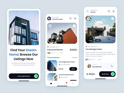 Real Estate App agency apartment app building design house mobile online booking property real estate real estate agency realtor rent residence ui ux