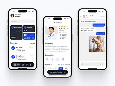 Medimate - Always stay on track! app design blue card design clean design doctor hospital app iphone 14 medical medical app minimal design mobile design tracker ui ui challenge ui daily white