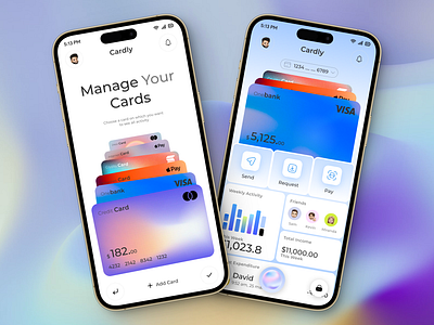 Card Management App design - Rebound Shot bank card card management crypto design finace interaction iphone minimal mobile money news ui