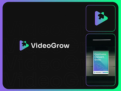 VideoGrow Studio Logo branding design graphic design growth icons logo logo design logo designer minimalist play button play icon studio ui video video grow video logo video production