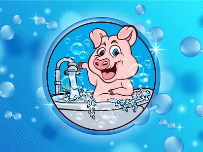 Mascot Custom logo branding graphic design logo mobile auto detailing business piggy