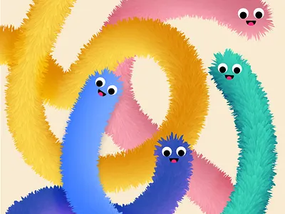 Fuzzy creatures illustration branding design graphic design illustration
