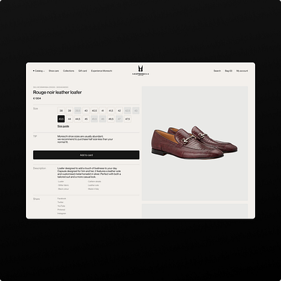Moreschi Redesign (product page) design illustration modern page product productpage redesign school shoe store ui uiux ux