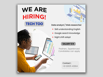 We Are Hiring Poster data analyst ads branding dataanalyst marketing poster wanted web researcher