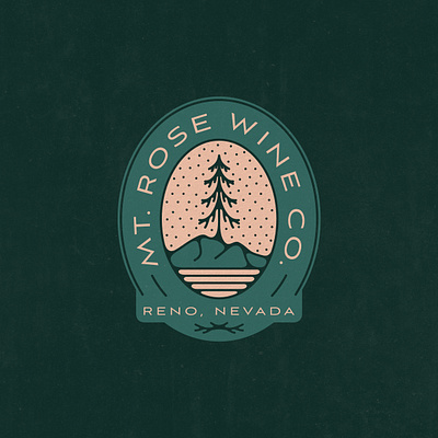 Mt. Rose Wine Co. Branding, 2023 badge bottle shop brand identity branding design illustration lake tahoe mountain nevada outdoor pine tree reno tahoe tree wine wine shop winery