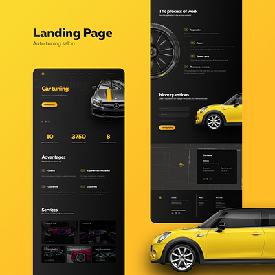 Landing page for Auto tuning salon design ui ux