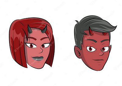 Demons character character design cute demon design digital drawing female graphic design illustration male vector