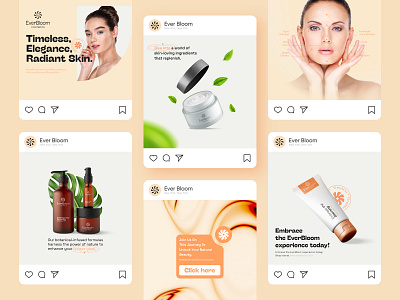 EverBloom | Social Media Design | Banner | Ads ads advertisement banner brand identity branding cosmetics cover design custom social media facebook post graphic design instagram feed instagram post linkedin skincare skincare brand skincare product social media post social ui ui