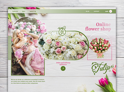 "Tulip online flower shop. UI-UX design, prototyping. animation branding design graphic design illustration logo prototyping ui ux vector