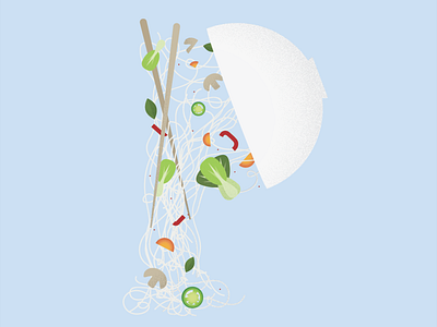 Pho Drop Cap bok choy custom type drop cap food illustration mcad noodles pho restaurant texture typography vector