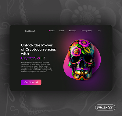 Cryptoskull Landing Page design crypto design games illustration logo mobile app design responsive skull ui ui ux design user interface ux