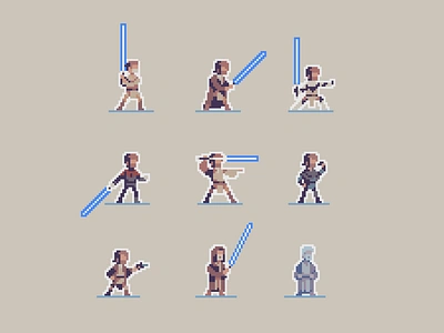 Evolution of Obi Wan 16bit 8bit characters fanart gameart illustration lightsaber minimal minimalistart minimalistic obi wan obi wan obiwan obiwankenobi pixel art pixelart star wars starwars tinyart tinypixels