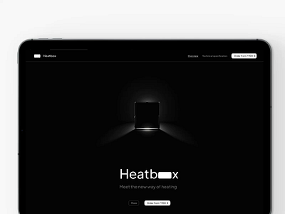 HEATBOX PRODUCT PAGE 3d animation apple branding dark dark ui design desktop landing page product product design product page riccotype ui uiux ux web design