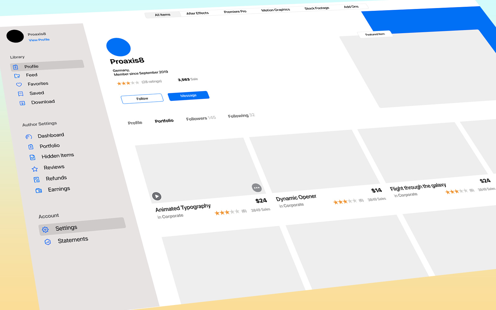 Portfolio Page - Digital Marketplace clean dashboard design digital marketplace e commerce market marketplace online store onlineshop page portfolio productdesign profile webdesign