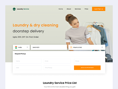 Laundry Website UI app design branding color dashboard illustration landing page laundry product design typograph ui uidesign ux wash web website website design