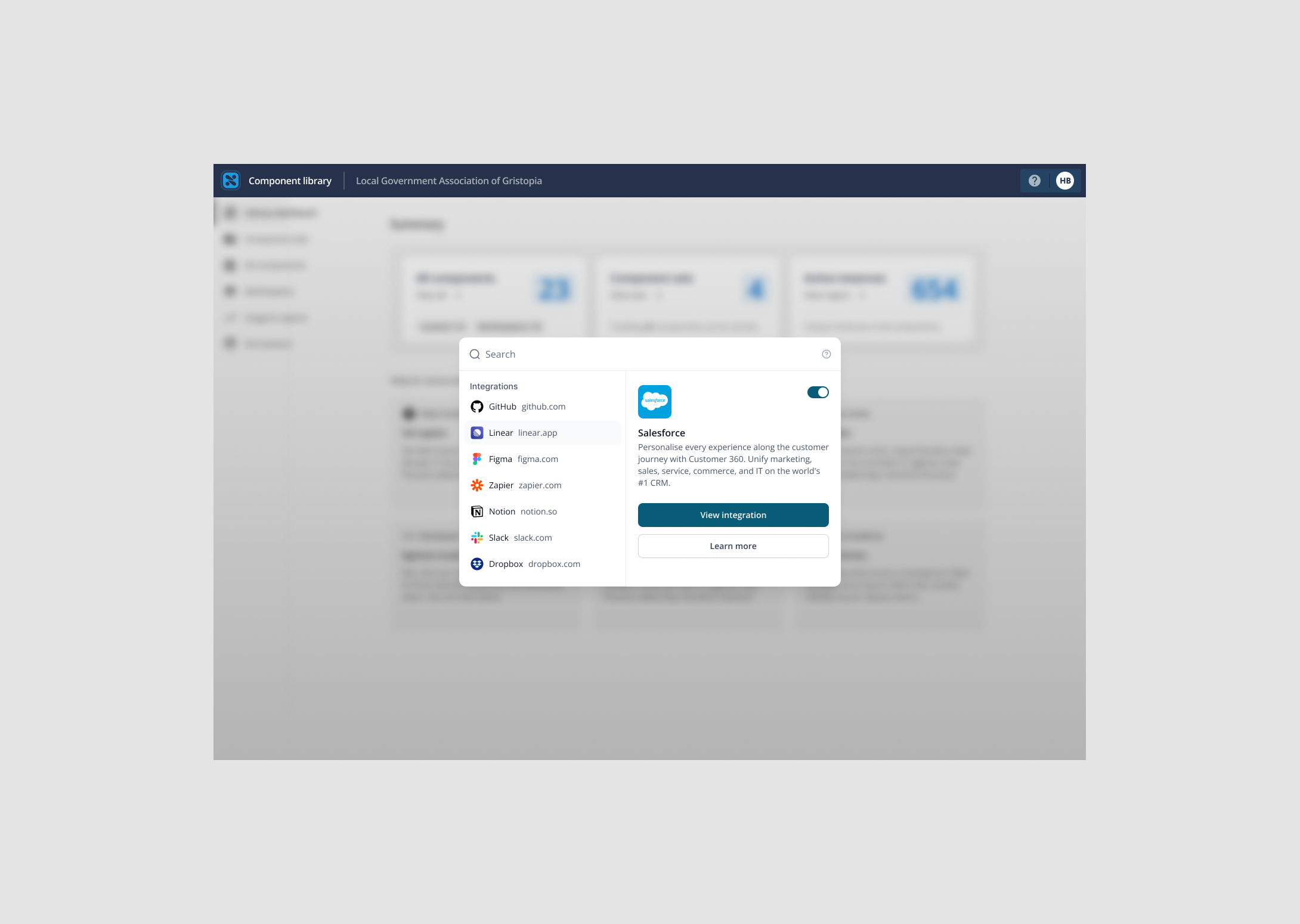 Squiz DXP: Integration Command design product product design saas tech ui ux web website