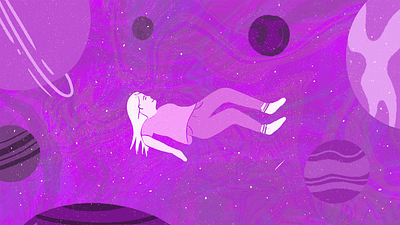 The Science of Dreaming dream dreaming float girl illustration planets saturn sleep sleeping space stars woman