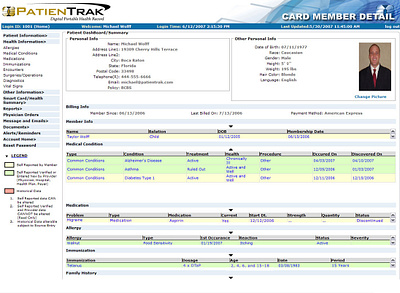 PatienTrak Web Interface ui