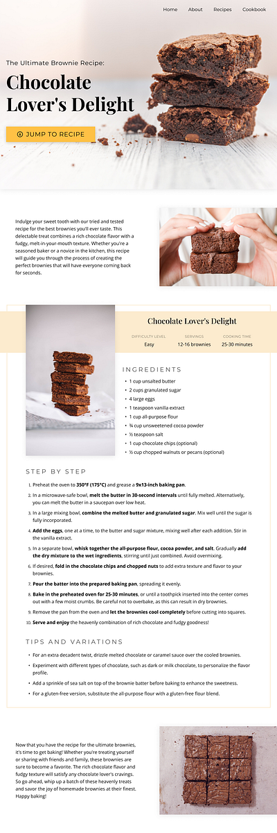 100 Day UI Challenge - Day 35 blogpost brownies recipe ui uichallenge web