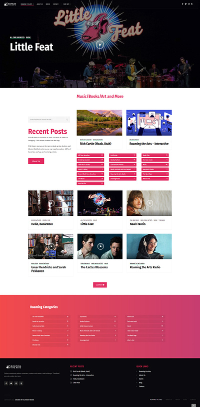 Roaming the Arts Website Mock-up ui