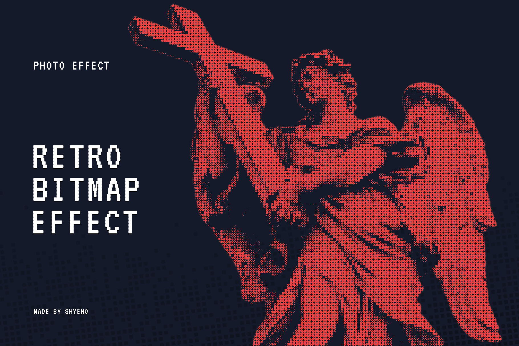 Retro Bitmap Photo Effect 8bit arcade bitmap bitmap effect effect filter game gameboy grain halftone old photo photoshop pixel portrait poster retro screen template texture