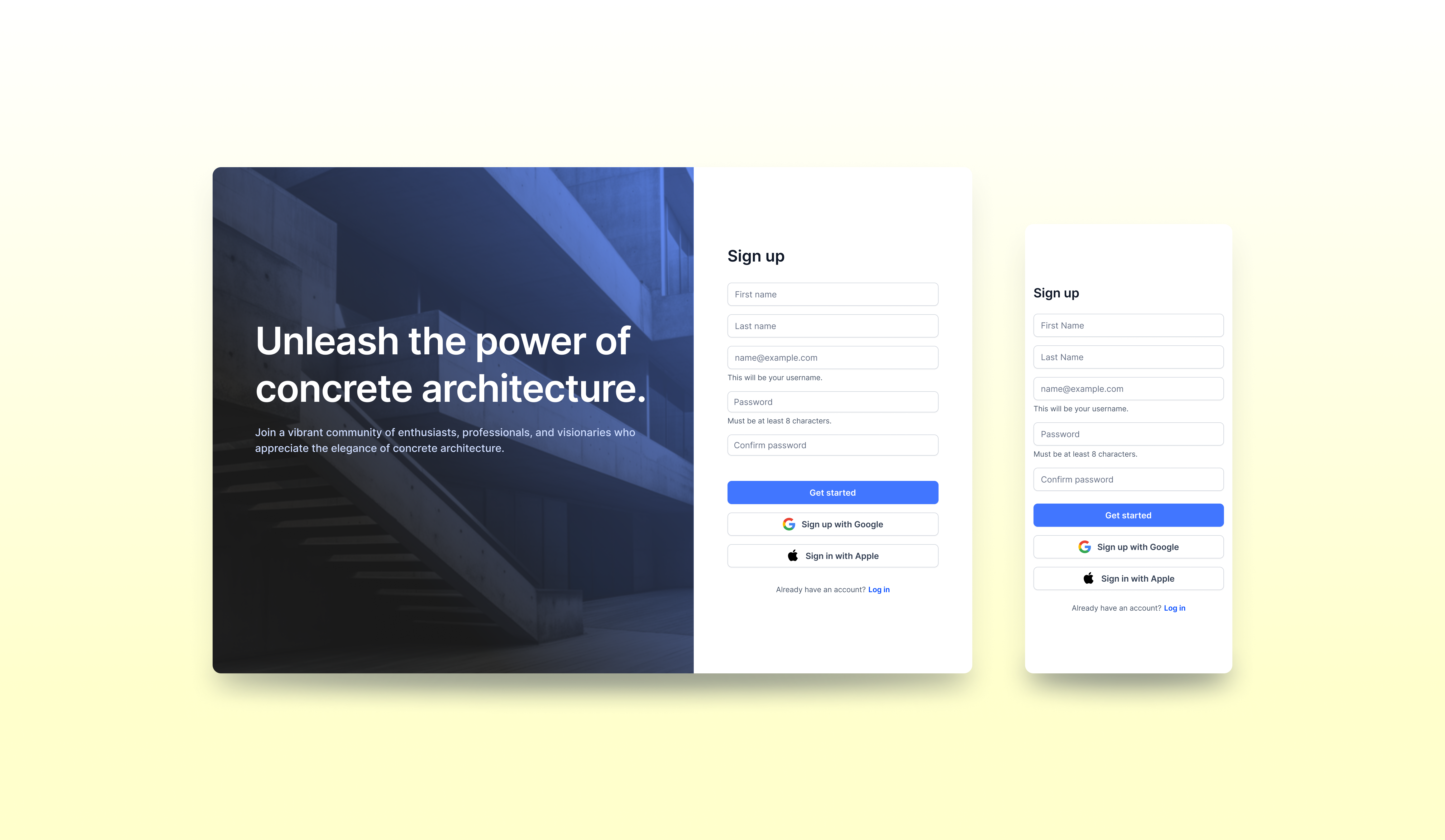 Signup Page architecture browser concrete desktop form landing landing page mobile page sign signup ui up ux