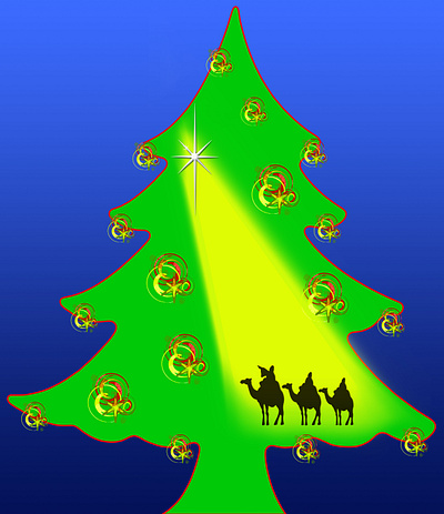 Nativity Christmas Tree bethlehem christ christmas christmas season christmas tree first christmas god guiding holy illustration jesus nativity new star prophetic sacred shepherds