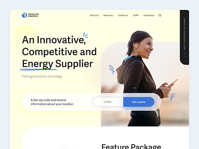 Energy Supplier - Hero clean design energy hero inspiration interface page product service site startup ui ui design ux ux design web web site