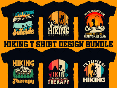 Hiking T-shirt designs bundle silhouette