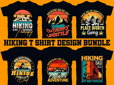 Hiking T-shirt designs bundle silhouette