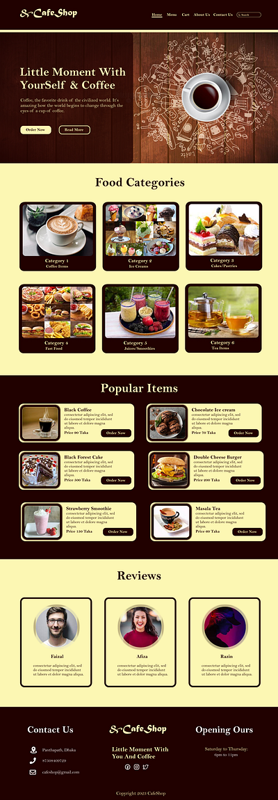Coffee Shop Website cafeshop coffee design figma landing page photoshop ui ux web page