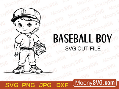 Baseball Boy with Baseball Glove SVG for Crafts and DIY Projects svg files