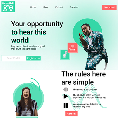 Music Hall - great music site design figma logo mobile app ui ux