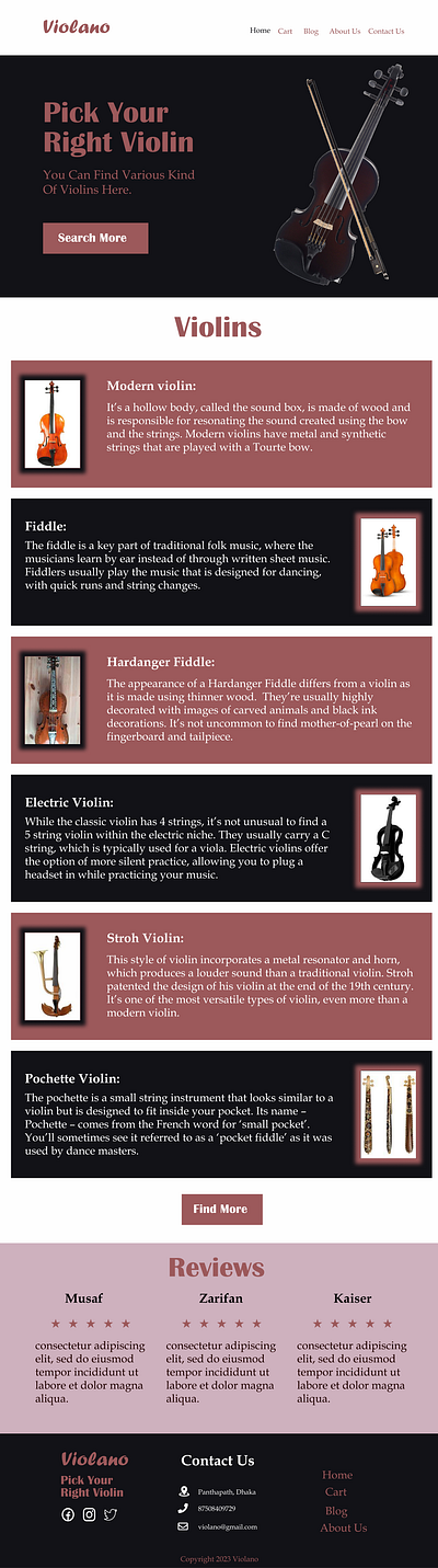 Violin Shop Website design figma landing page music photoshop ui ux violin violinshop web page