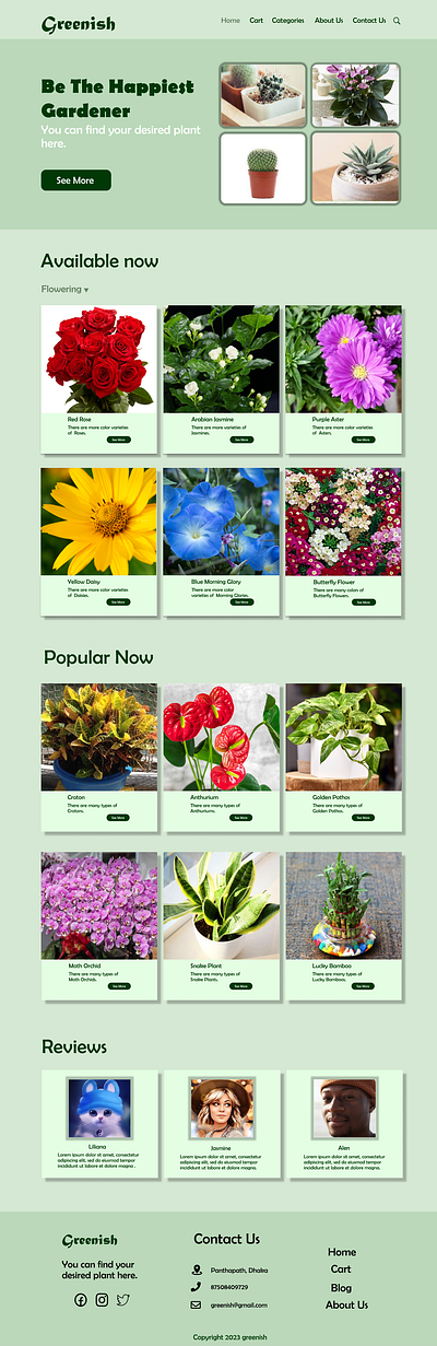 Plant Shop Website design figma greenish landing page plant shop tree ui ux web page