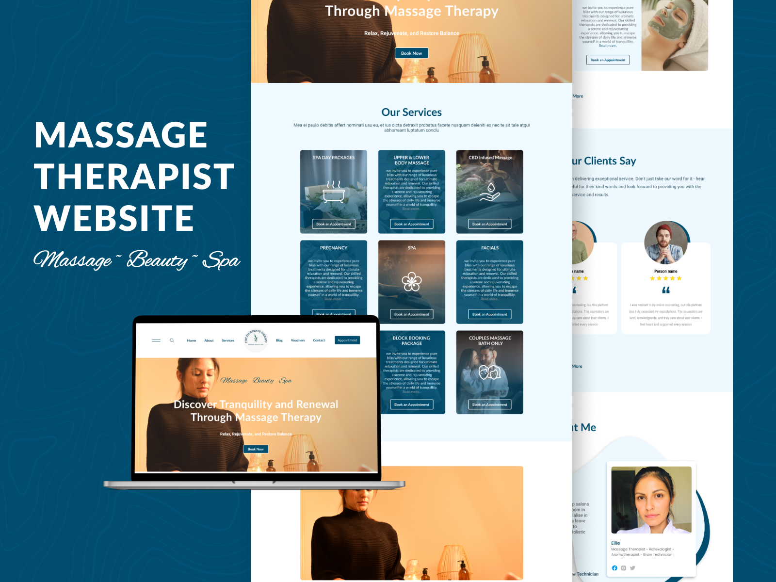 Massage Therapist Website design figma illustration logo massage salon spa therapist therapy ui uiux ux web design
