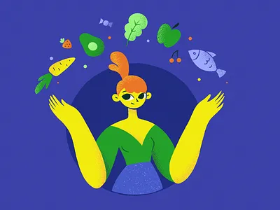 Girl & healthy food character cute healthy illustration illustrator lifestyle nutrition sketch vector vectorart