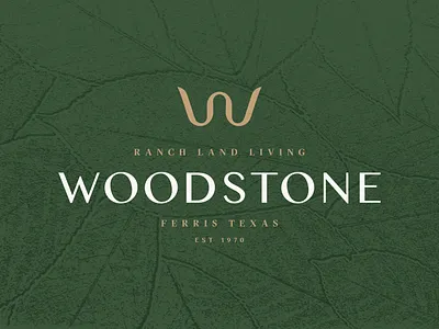 Woodstone brand identity brand mark branding dallas icon identity mark letter lettermark logo monogram ranch real estate style guide symbol texture typography