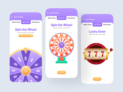 Spin and Win Gamification UI app bet betting bonus design gambling illustration lucky draw play to earn prize product design reward spin spin and win ui uiux ux wheel wheel spin