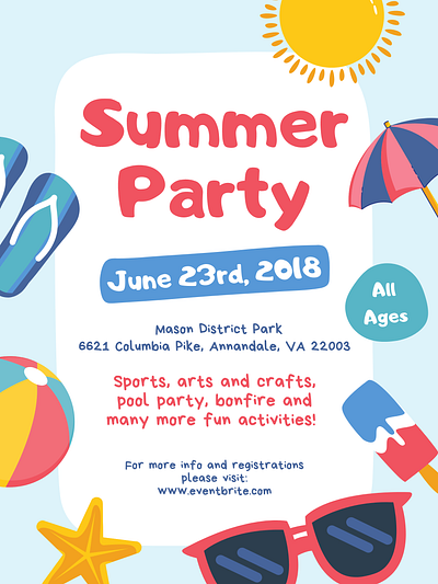 Summer Party Flyer design graphic design typography vector