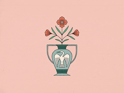 bird in vase with flowers art bird color palette design digital drawing flash flowers graphic design illustration illustrator print vase