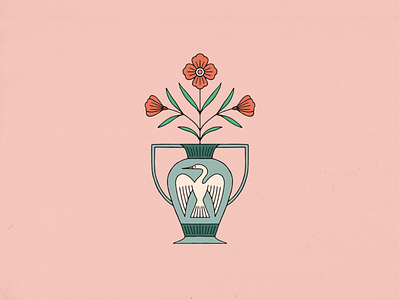 bird in vase with flowers art bird color palette design digital drawing flash flowers graphic design illustration illustrator print vase