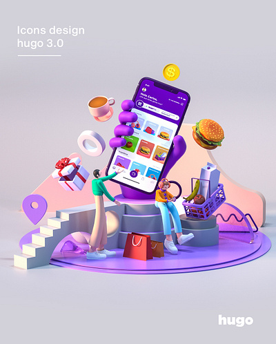 Icons design for hugo 3.0 3d 3d artist animation branding cinema4d design illustration ui
