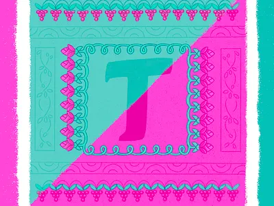 Letter T 36daysoftype design green illustration ornament pink procreate procreate app