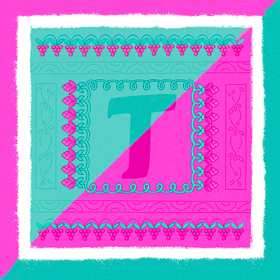 Letter T 36daysoftype design green illustration ornament pink procreate procreate app