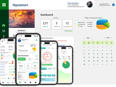 Aquasmart Fish Farm monitoring app app mobile app design ui design ux ux design web design