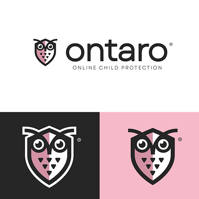 Ontaro Branding illustration logo owl logo pink logo protection logo shield logo