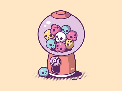 Gumball Machine cartoon funny gumball machine gumballs illustration macabre skulls sticker tshirt vector